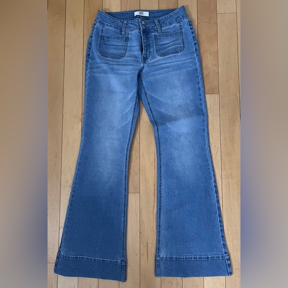 Stretch denim wide leg pants - Picture 7 of 8